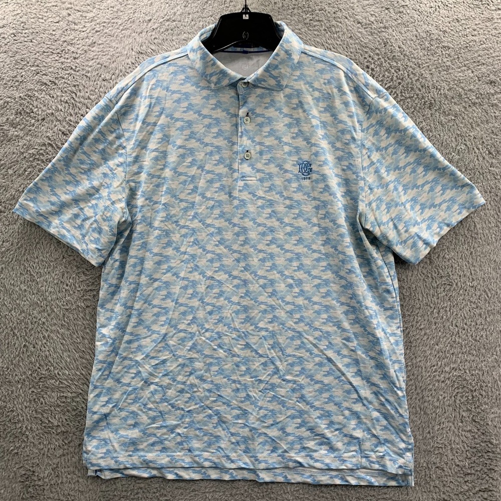 STITCH Polo Shirt Mens Size Medium / Large White Blue